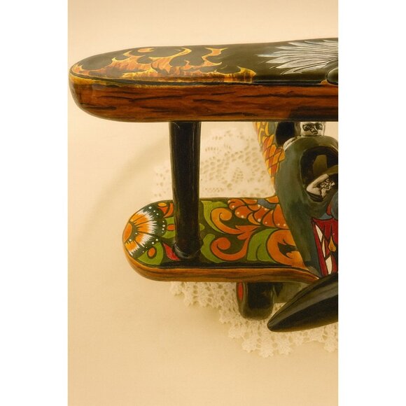 Rare Talavera Pottery Day Of The Dead Airplane Bi Plane Gerardo Garcia - Picture 7 of 9